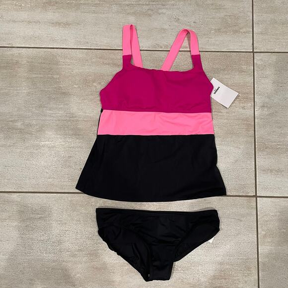 NEW NIKE TWO PIECE RACERBACK COLOR BLOCK TANKINI SWIM SET SZ XL - 0085 - Picture 2 of 3